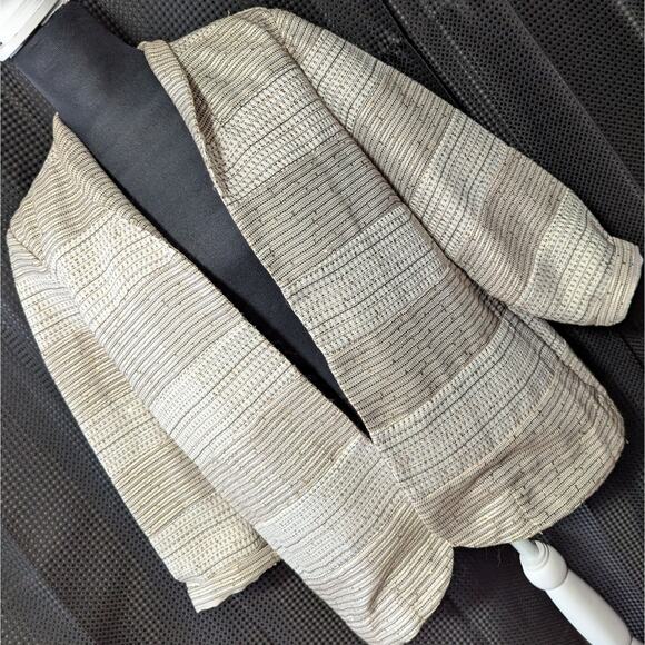 NWOT! CHICO'S! CREAM/TAN/TAUPE/GOLD MINI SEQUINS, LIGHTWEIGHT JACKET! SZ 10/12 - Picture 9 of 9